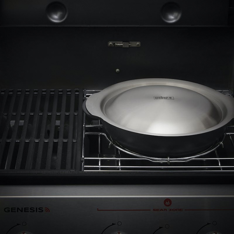 Weber 7606 Wok and Steamer, 16.63 in L, 14-1/4 in W, 6 qt, Cast Iron/Stainless Steel - 3