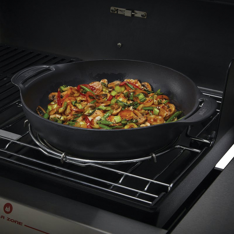 Weber 7606 Wok and Steamer, 16.63 in L, 14-1/4 in W, 6 qt, Cast Iron/Stainless Steel - 5