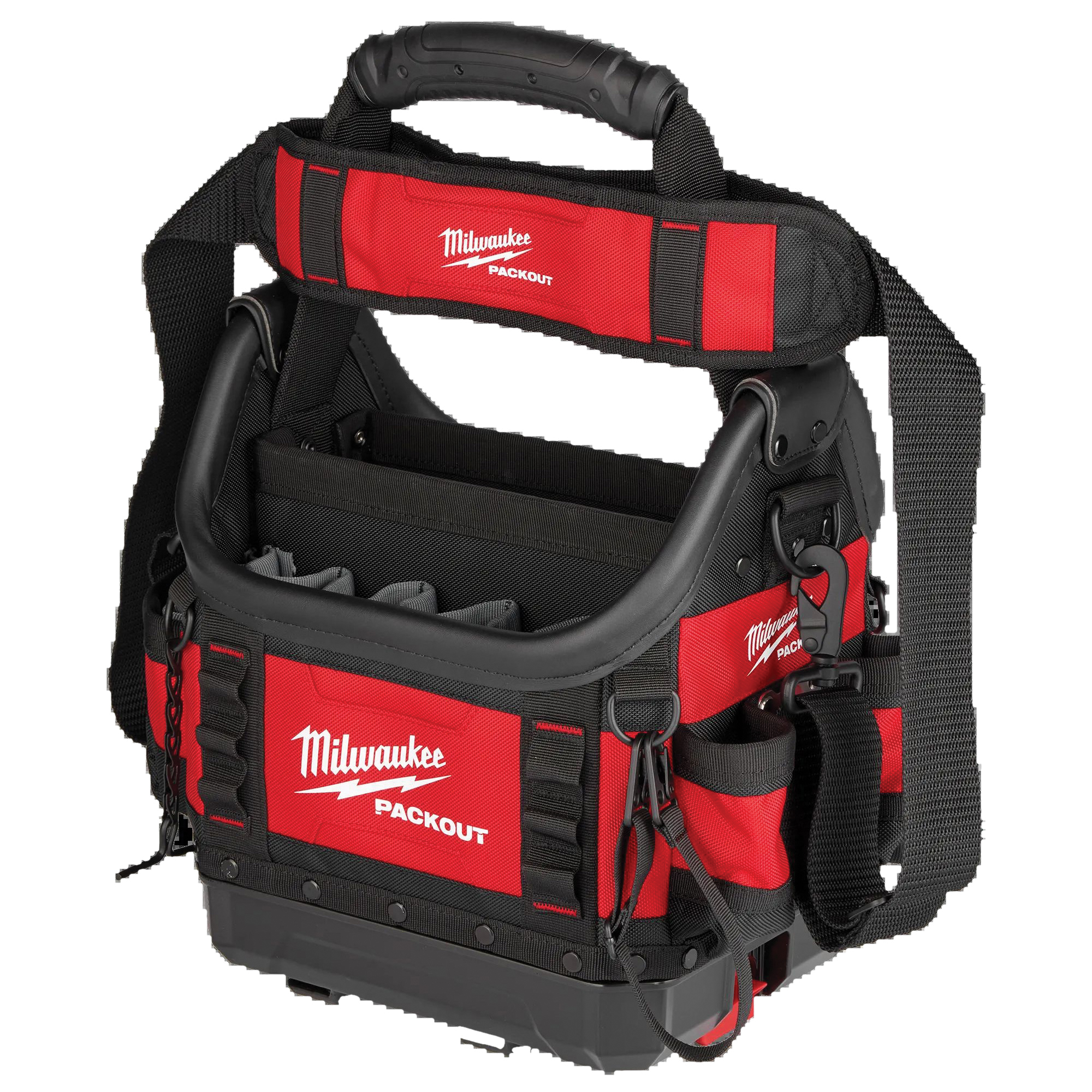 Milwaukee PACKOUT 48-22-8311 Structured Tote, 9-3/4 in W, 15 in D, 19 in H, 35 -Pocket, Polyester, Red