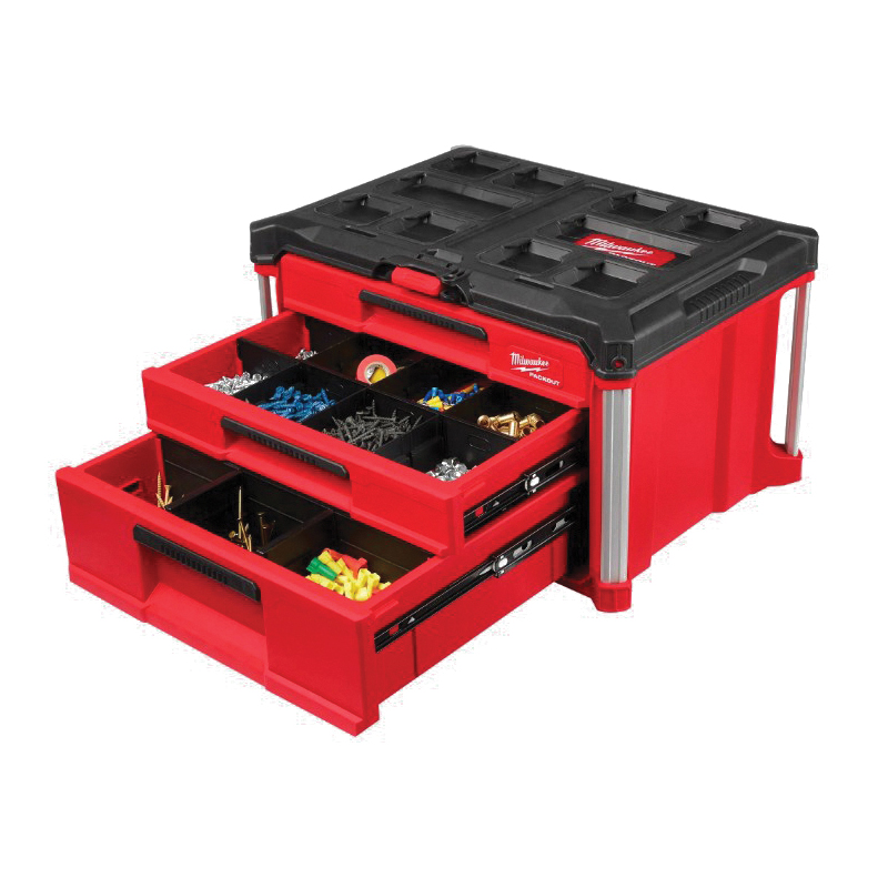 Milwaukee PACKOUT 48-22-8447 Toolbox, 50 lb, Polypropylene, 16.3 in L x 22.2 in W x 14.3 in H Outside, 3-Drawer - 2