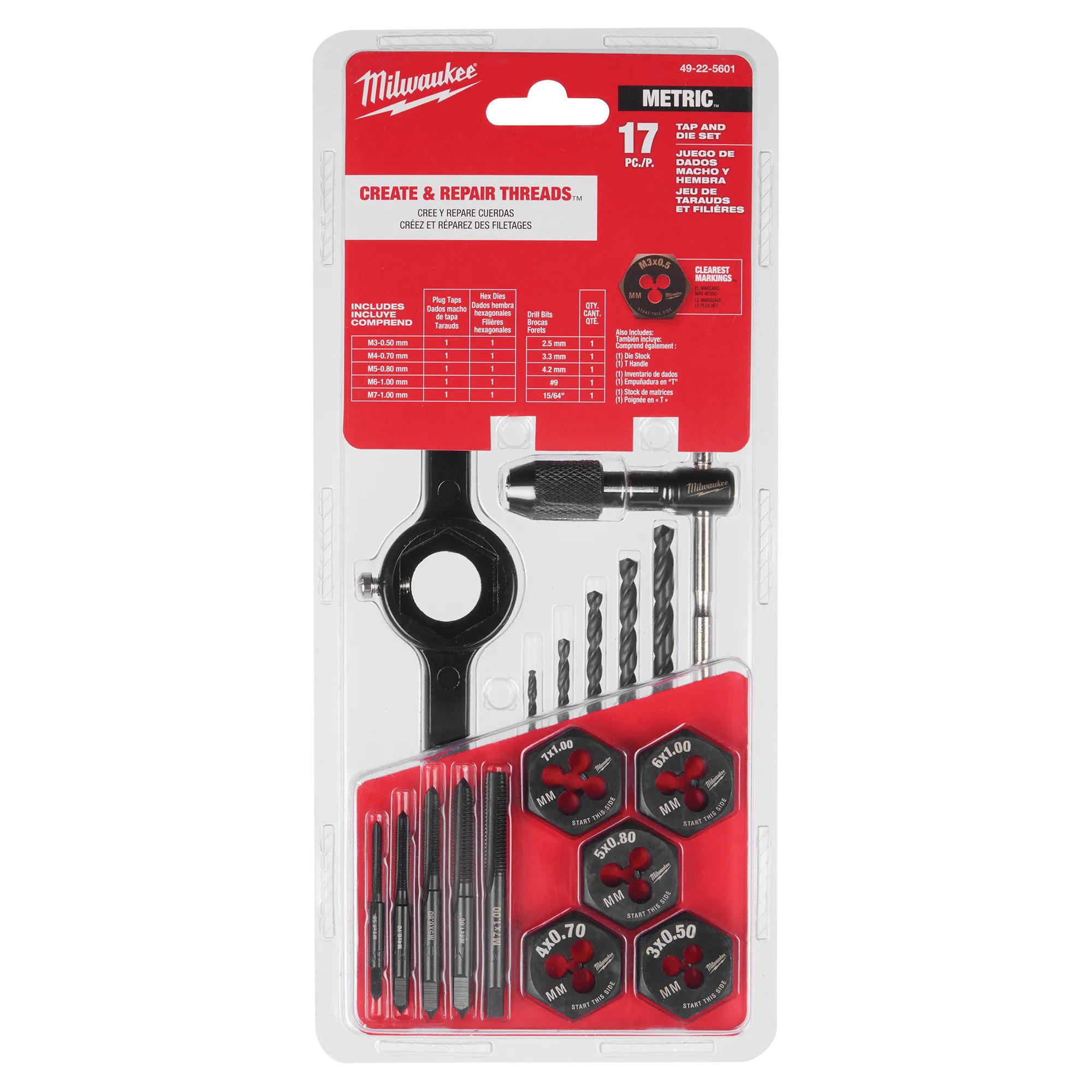Milwaukee 49-22-5601 Tap and Die Set, 17-Piece, HCS, Black Oxide - 5