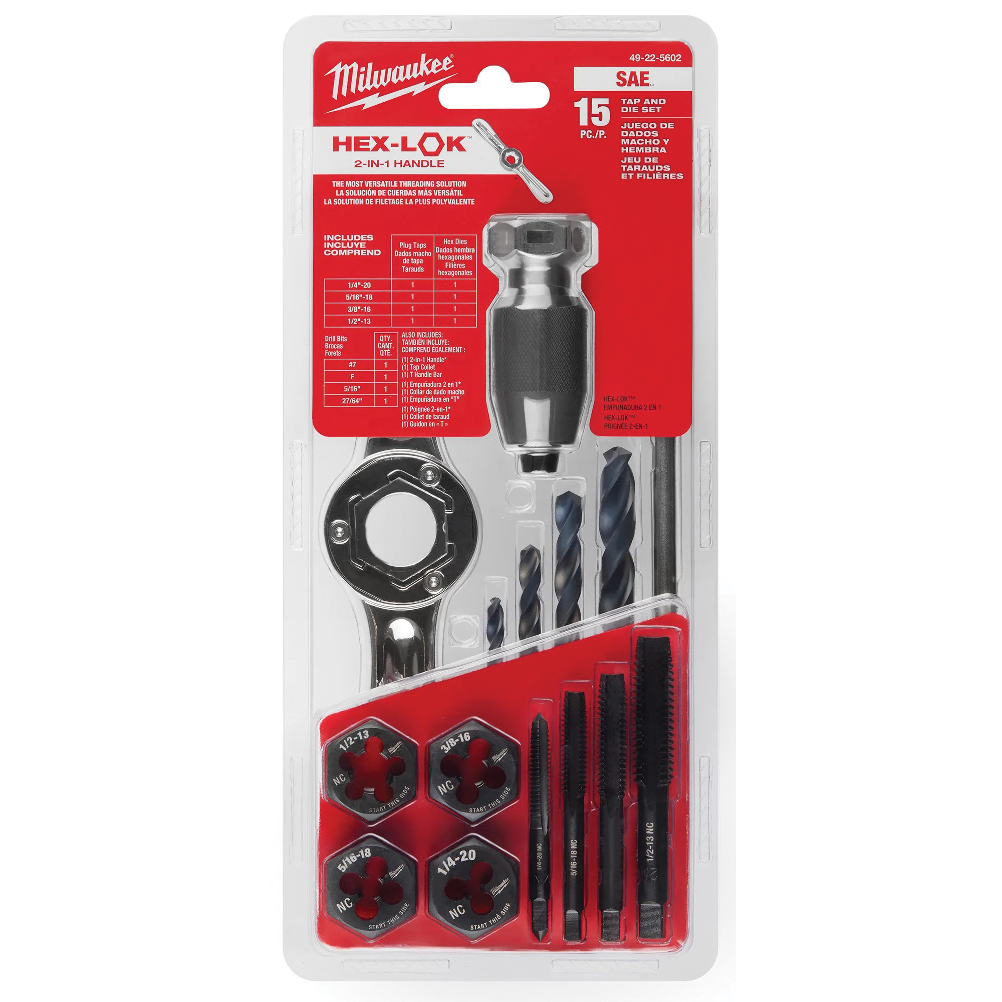Milwaukee 49-22-5602 Tap and Die Set, 15-Piece, Metal, Black Oxide - 5
