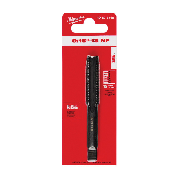 Milwaukee 49-57-5168 Straight Flute Plug Tap, 9/16-18 Thread, Fine Thread, HCS - 5