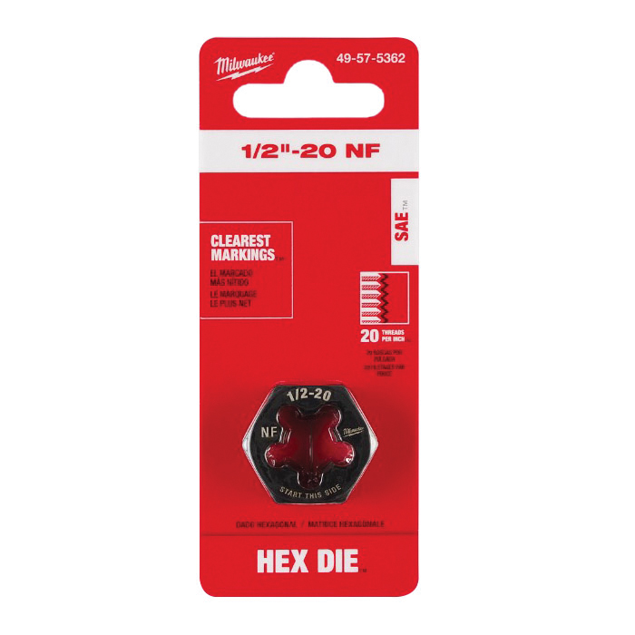 Milwaukee 49-57-5362 Threading Die, 1/2-20 Thread, Fine Thread, HCS - 4