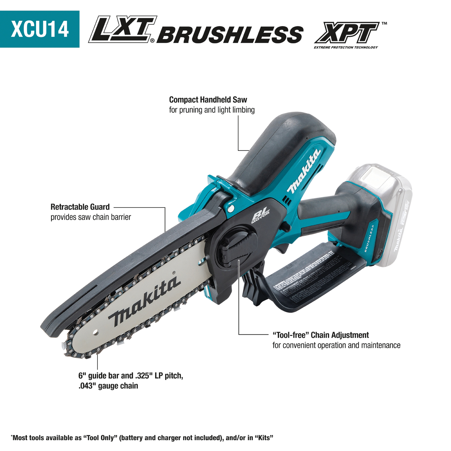Pruning Saw, Makita, 18 V, 6 in Blade, 16 in OAL - 2