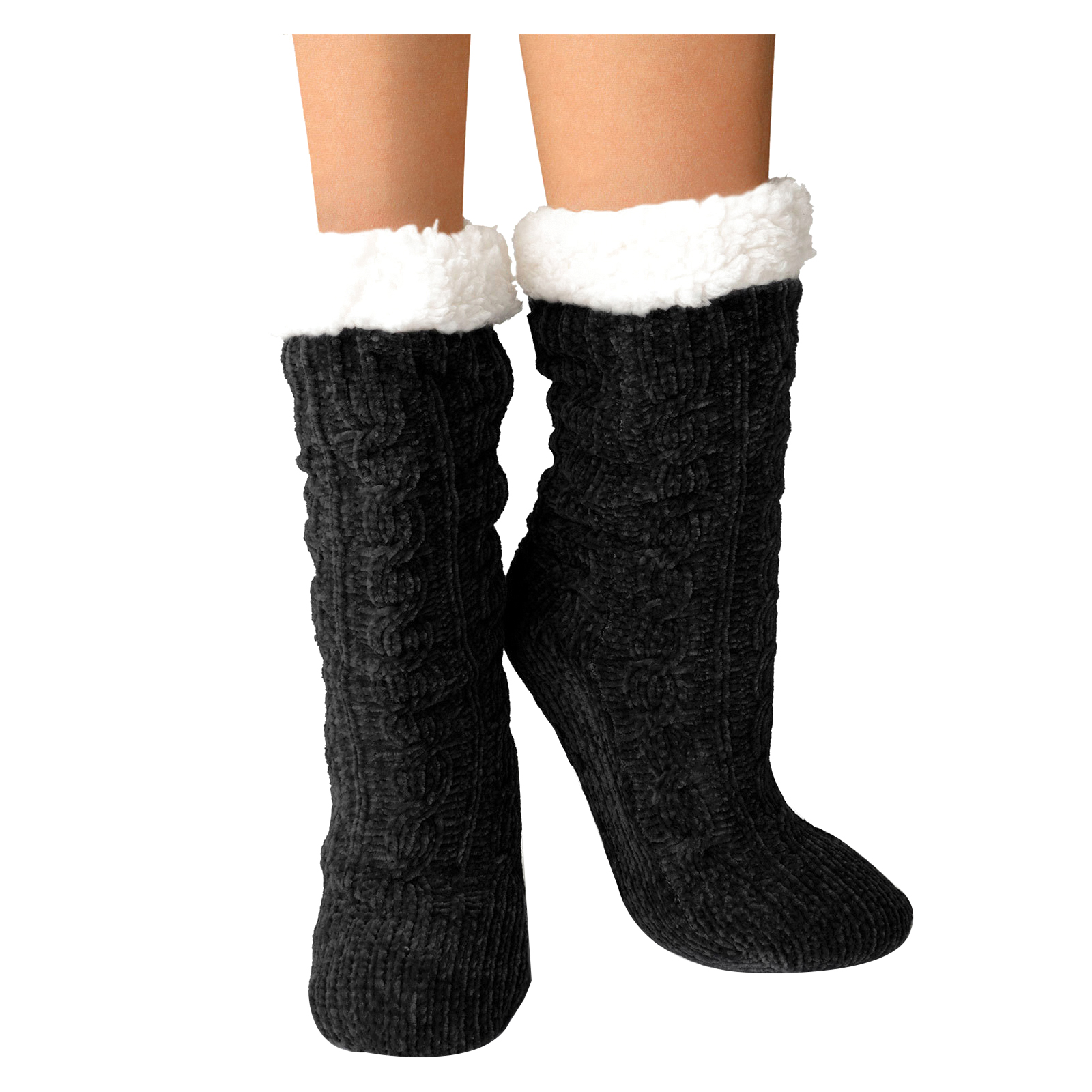 Britt's knits BKBBTS-BLK Britt's Knits BKBBTS-BLK Beyond Soft Slipper Socks, Chenille/Plush Vegan, Black - 1