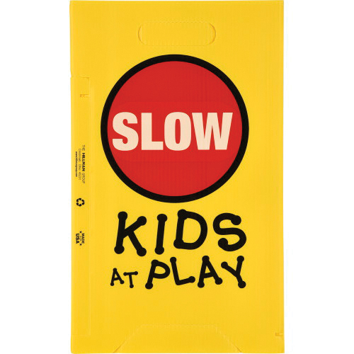Sign, Hillman, Kids At Play, Yellow Background, Plastic, 20 in H x 10 in W Dimensions - 3