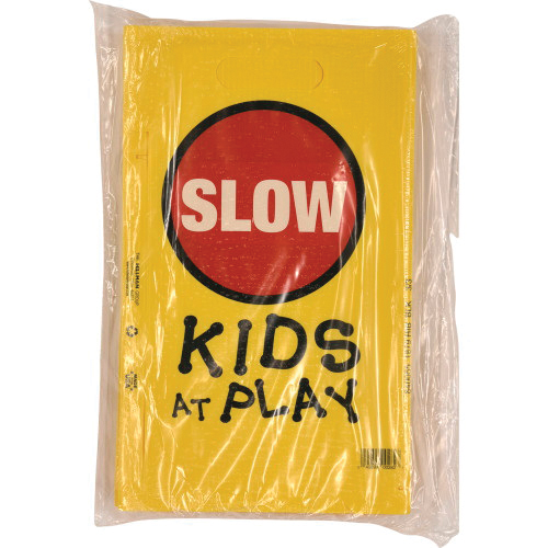 Sign, Hillman, Kids At Play, Yellow Background, Plastic, 20 in H x 10 in W Dimensions - 4
