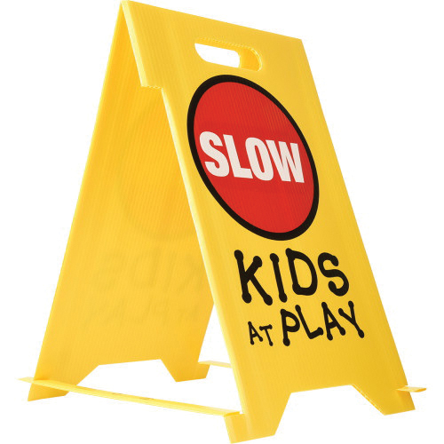 Sign, Hillman, Kids At Play, Yellow Background, Plastic, 20 in H x 10 in W Dimensions - 5