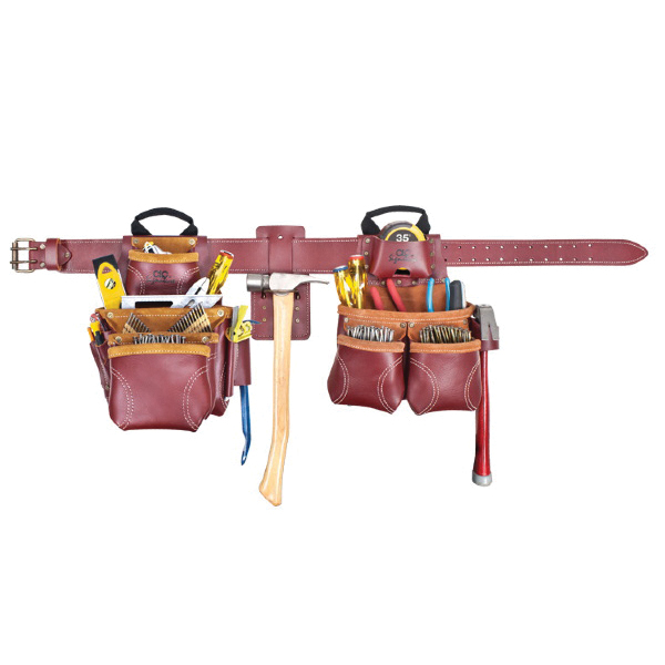 Signature Elite 21455 Framer Tool Apron, 29 to 42 in Waist, 58 in L, Leather, Brown, 19-Pocket