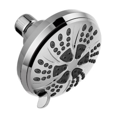 75661 Shower Head, 1.75 gpm, 1/2-14 Connection, NPT, 6-Spray Function, Plastic, Chrome, 4-3/8 in Dia