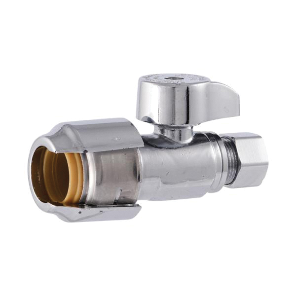 Max UR23037A4 Ball Valve, 1/2 x 3/8 in Connection, Push-to-Connect x Compression, 125 psi Pressure