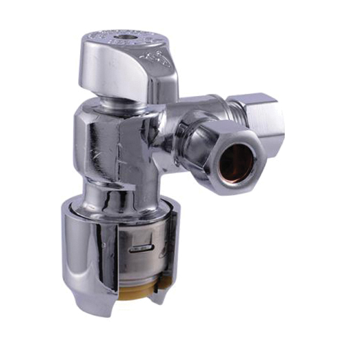 Max UR25558 Ball Valve, 1/2 x 3/8 x 3/8 in Connection, Push-to-Connect x Compression x Compression