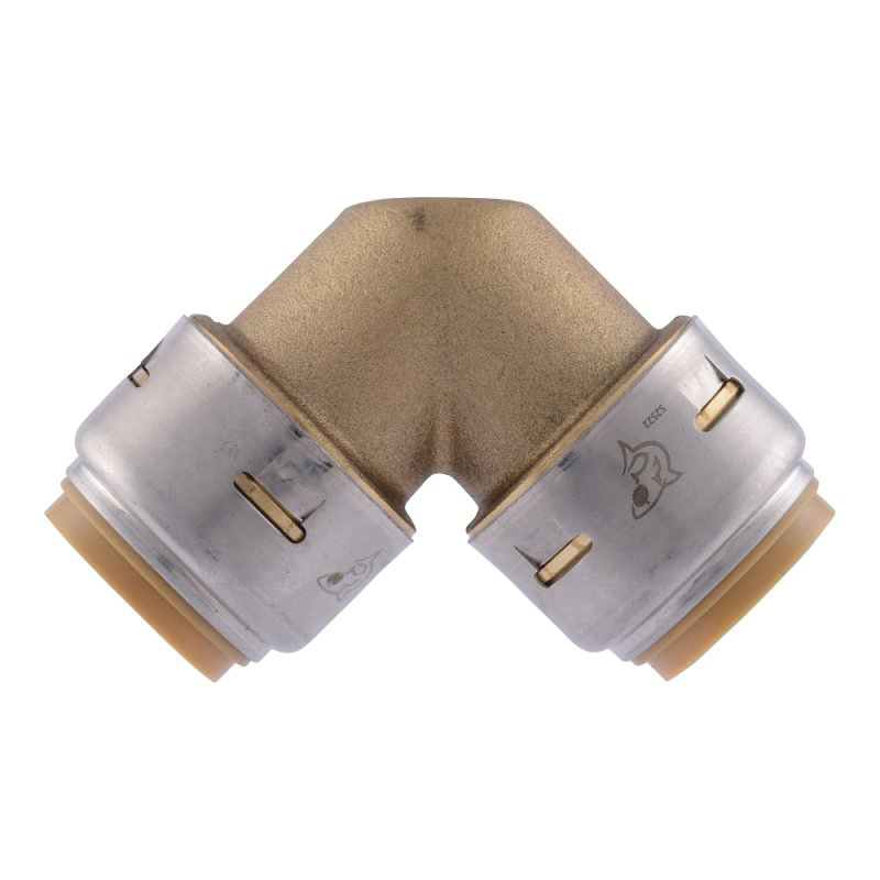 Max UR256A4 Pipe Elbow, 3/4 in Push-to-Connect, 90 deg Angle, DZR Brass, 250 psi Pressure