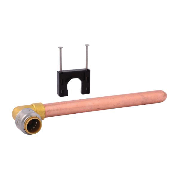 Max UR351A Stub-Out Elbow with 6 in L Copper Tube, 1/2 in Push-to-Connect, DZR Brass, 250 psi Pressure