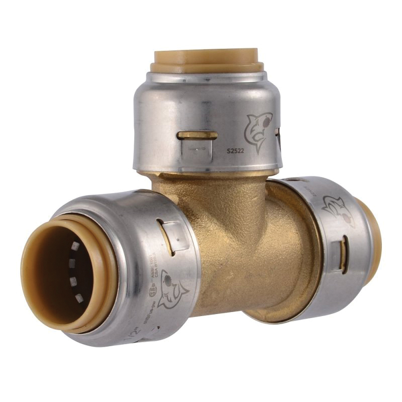 SharkBite Max UR362A4 Pipe Tee, 1/2 in, Push-to-Connect, DZR Brass, 250 psi Pressure