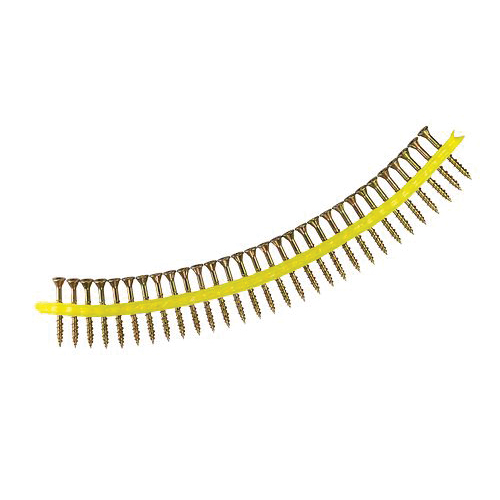 Strong-Drive HCKWSV2S Collated Screw, #9 Thread, 2 in L, Rimmed Flat Head, Zinc Plated