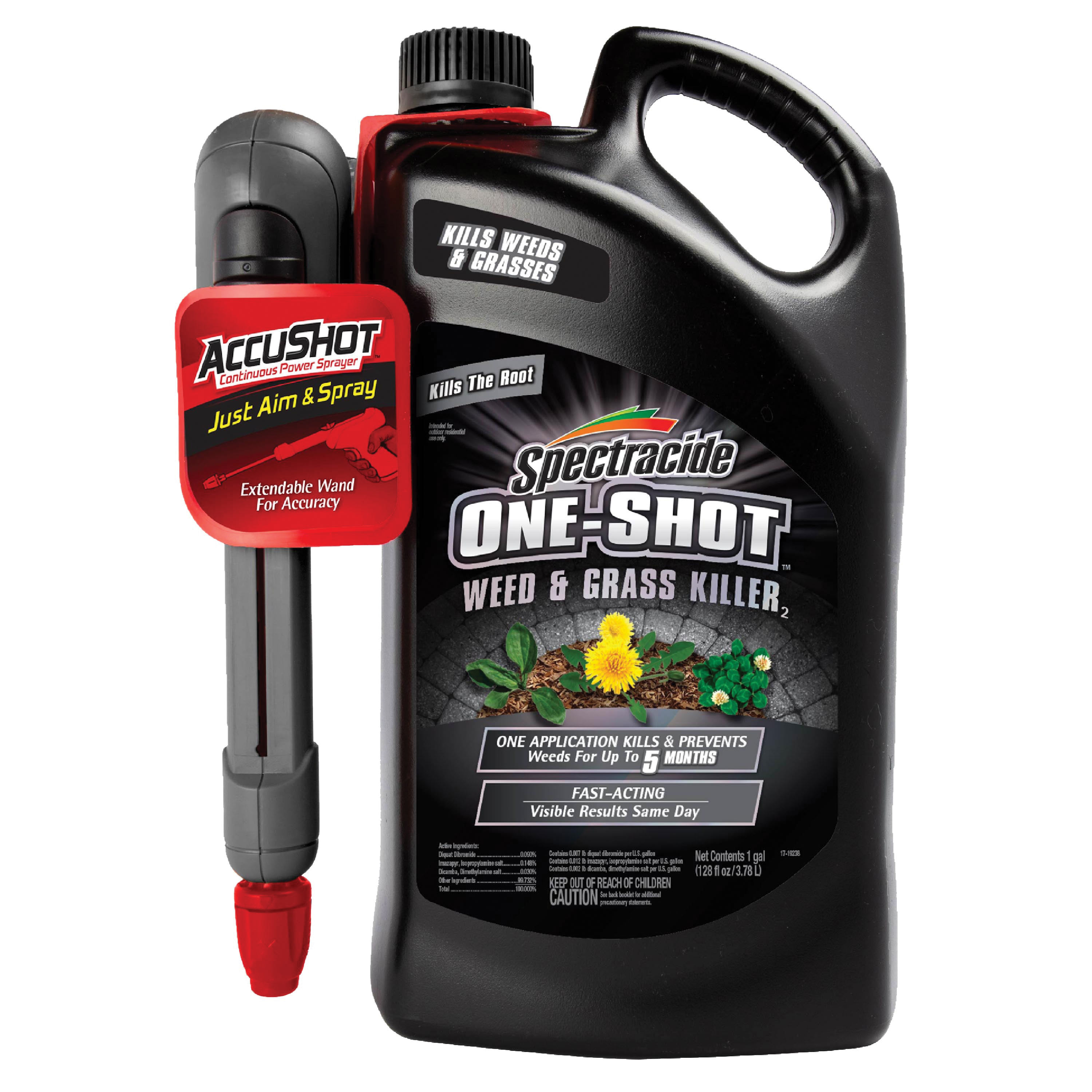 ONE-SHOT HG-97186 Weed and Grass Killer, Liquid, Clear/Pale Yellow, 1 gal Bottle