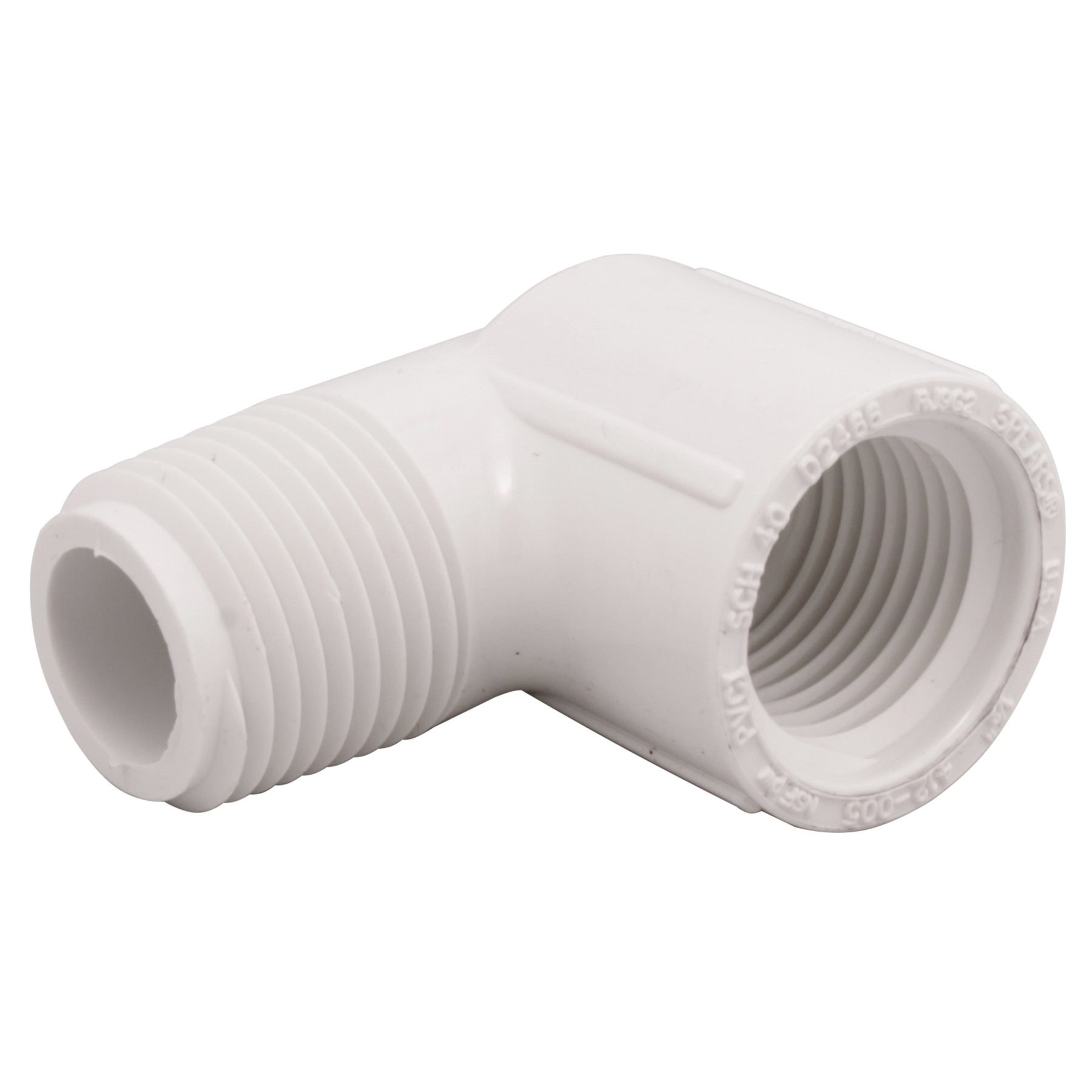 435553 Street Pipe Elbow, 3/4 x 3/4 in, MPT x FPT, 90 deg Angle, PVC, White, SCH 40 Schedule