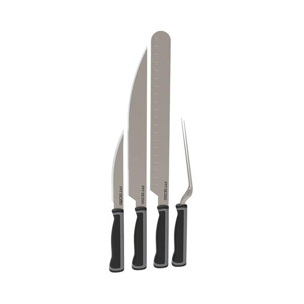 Grill Utensils, Louisiana Grills, 3 knives & carving fork, Stainless Steel with soft touch handles and sheaths, 4 pk - 1