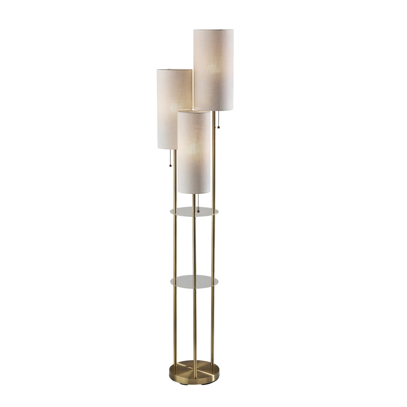 Trio Floor Lamp, Adesso, 68 in H, 3-Light, Antique Brass - 1