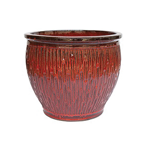 BORDER CONCEPTS 528128 Border Concepts Vibrant Glazes 528128 Planter, 15 in W, Harmony, Rossellini Design, Ceramic, Tropical Red - 1