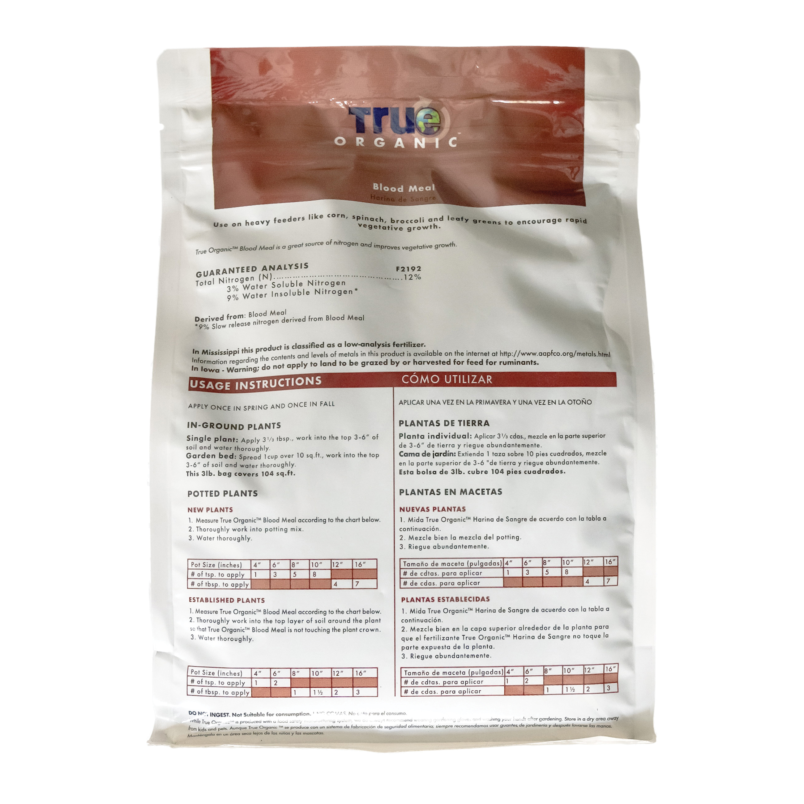 True ORGANIC R0048 Blood Meal, 25 lb, Bag, Granular, 12-0-0 N-P-K Ratio - 2