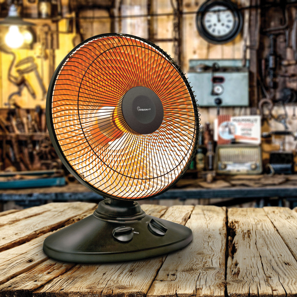 Radiant Dish Heater, VisionAir, 12.5 A, 120 V, 700/1000 W, 3412 Btu Heating, 2 -Heating Stage - 3