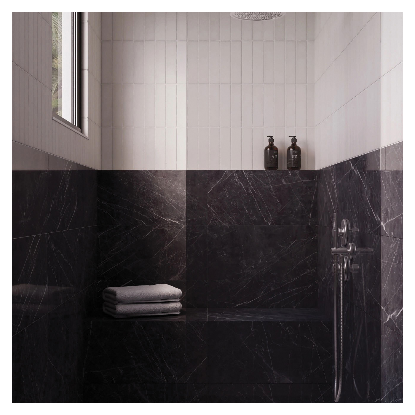 Gemma Porcelain Field Tile, Bedrosians Tile & Stone, 12 in W x 24 in L, Rectified Edge, Notte - 2