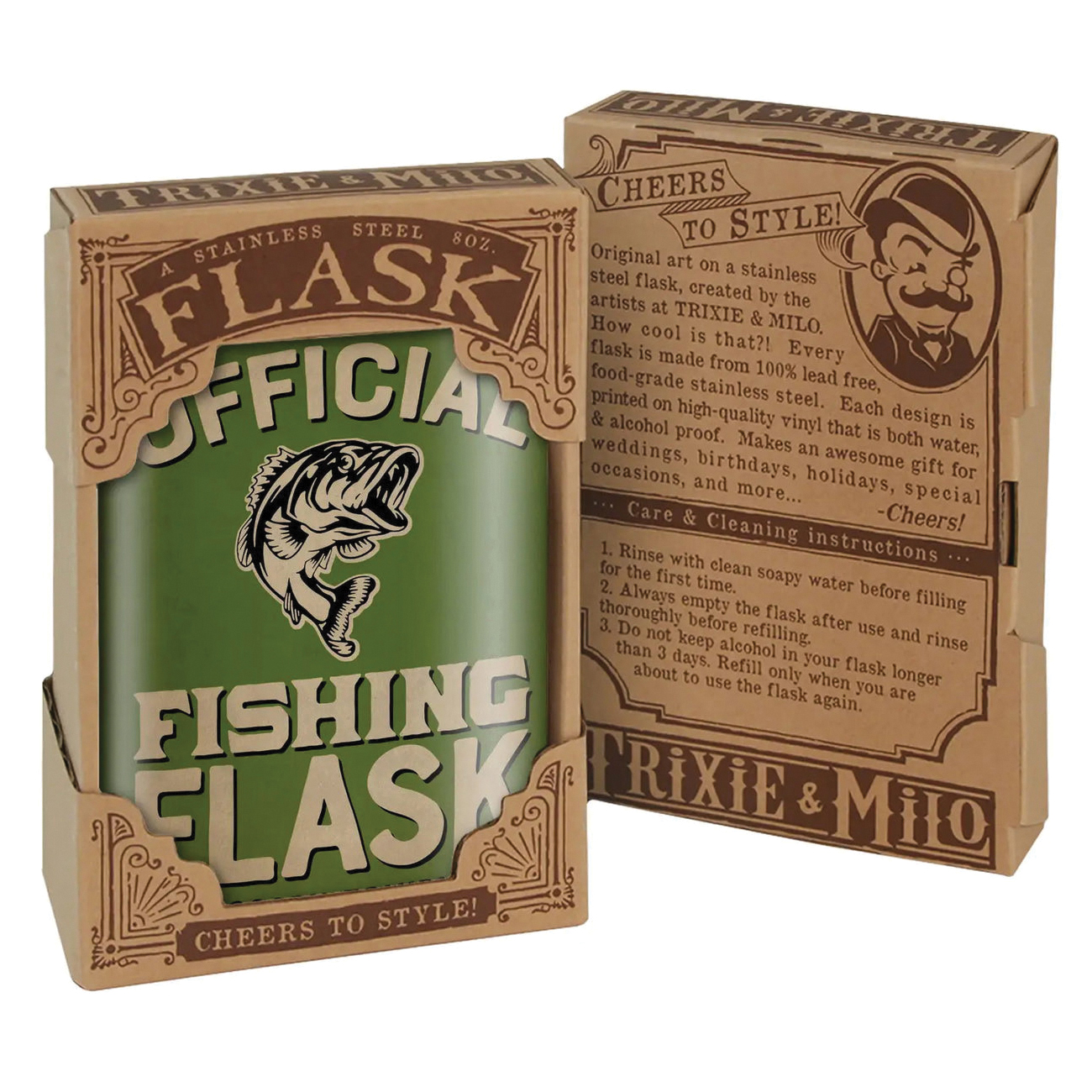 Trixie & Milo FK-0187 Official Fishing Flask, Stainless Steel - 2