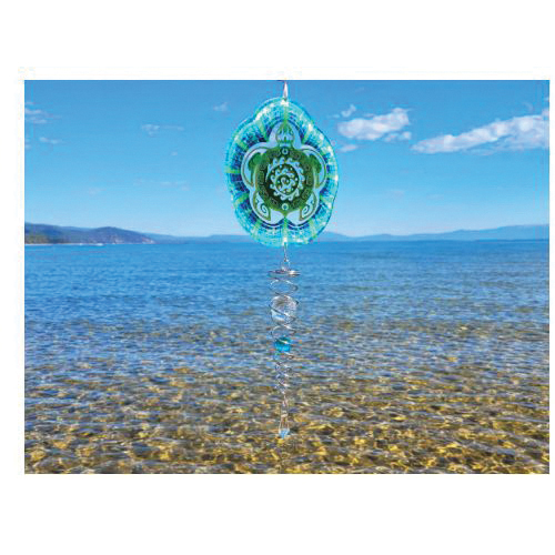 Spinfinity Designs SLD783 Sea Turtle Wind Spinner and Crystal Twister Set, 6-1/2 in Dia, Stainless Steel, Aqua/Silver - 2