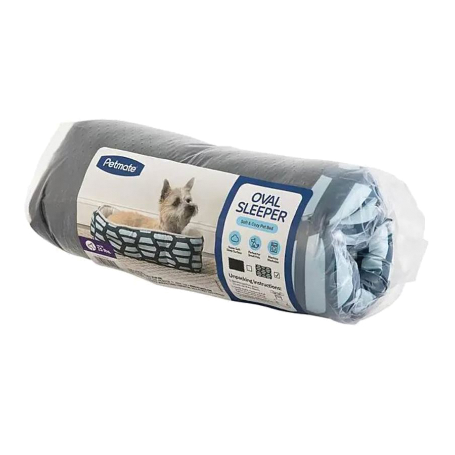 Petmate 81156 Pet Bed, 19 in L, 14 in W, Oval, Hex Print Pattern, Poly Fill, Soft Plush Cover, Gray - 3
