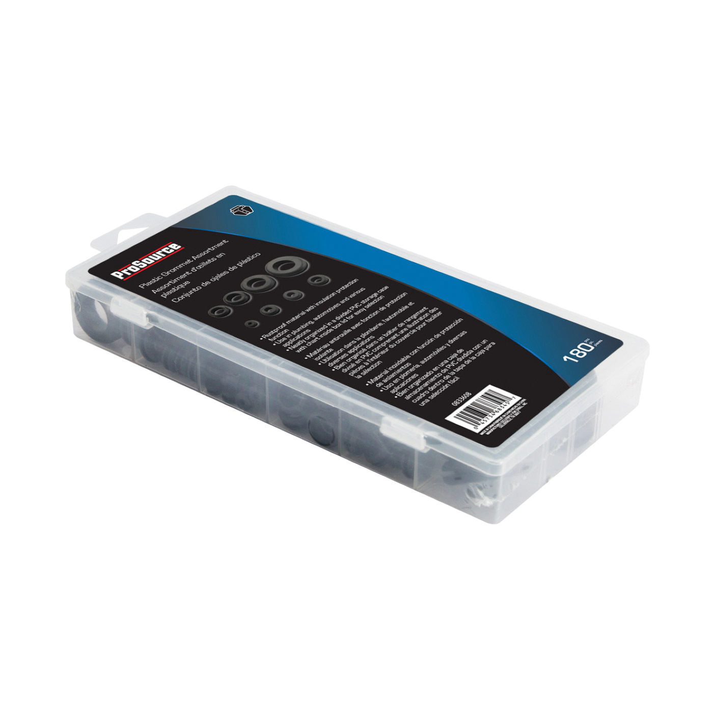 61306 Plastic Grommet Assortment, PVC, Black, 1/4, 5/16, 3/8, 7/16, 1/2, 5/8, 7/8, 1 in Dia Panel Hole