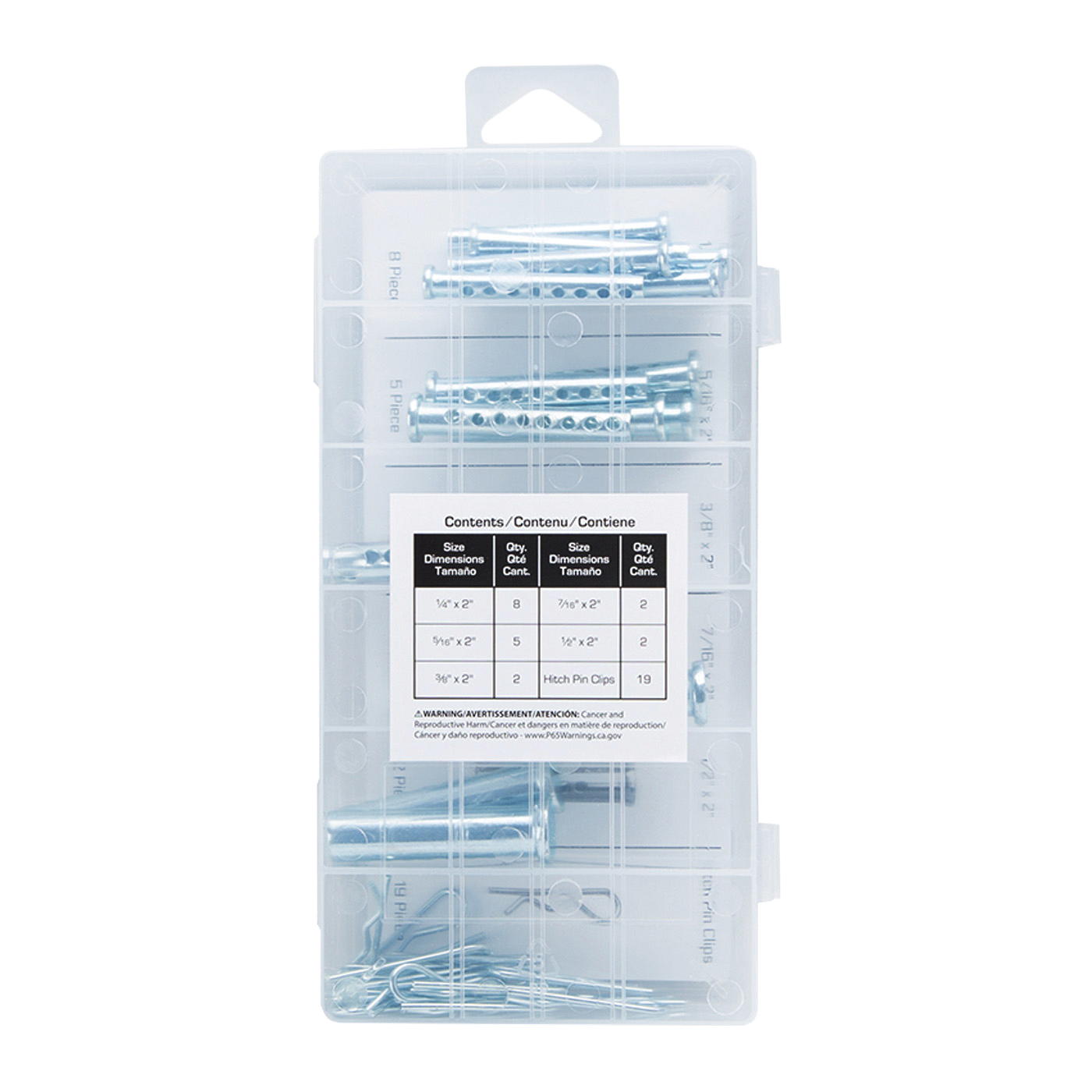ProSource 91149 Universal Clevis Pin Assortment, 2 in OAL, Steel, Zinc Plated - 3