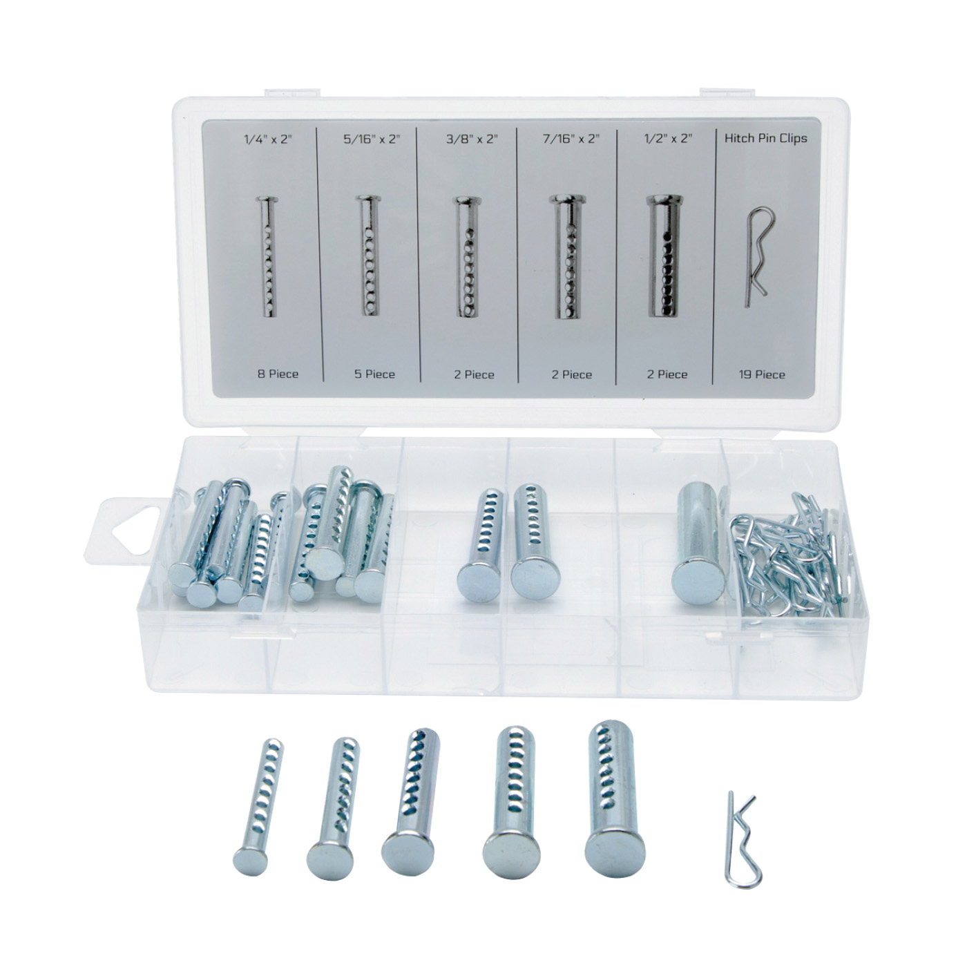 ProSource 91149 Universal Clevis Pin Assortment, 2 in OAL, Steel, Zinc Plated - 4