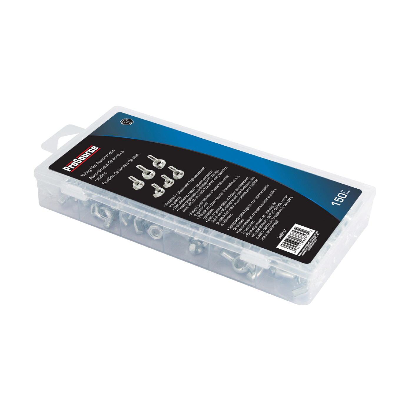 91129 Wing Nut Assortment, Steel, Zinc Plated, 150-Piece