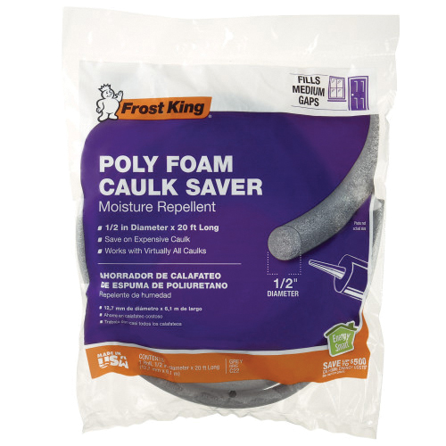 C23CP Caulk Saver, 5/8 in Dia, 150 ft L, Poly, Gray