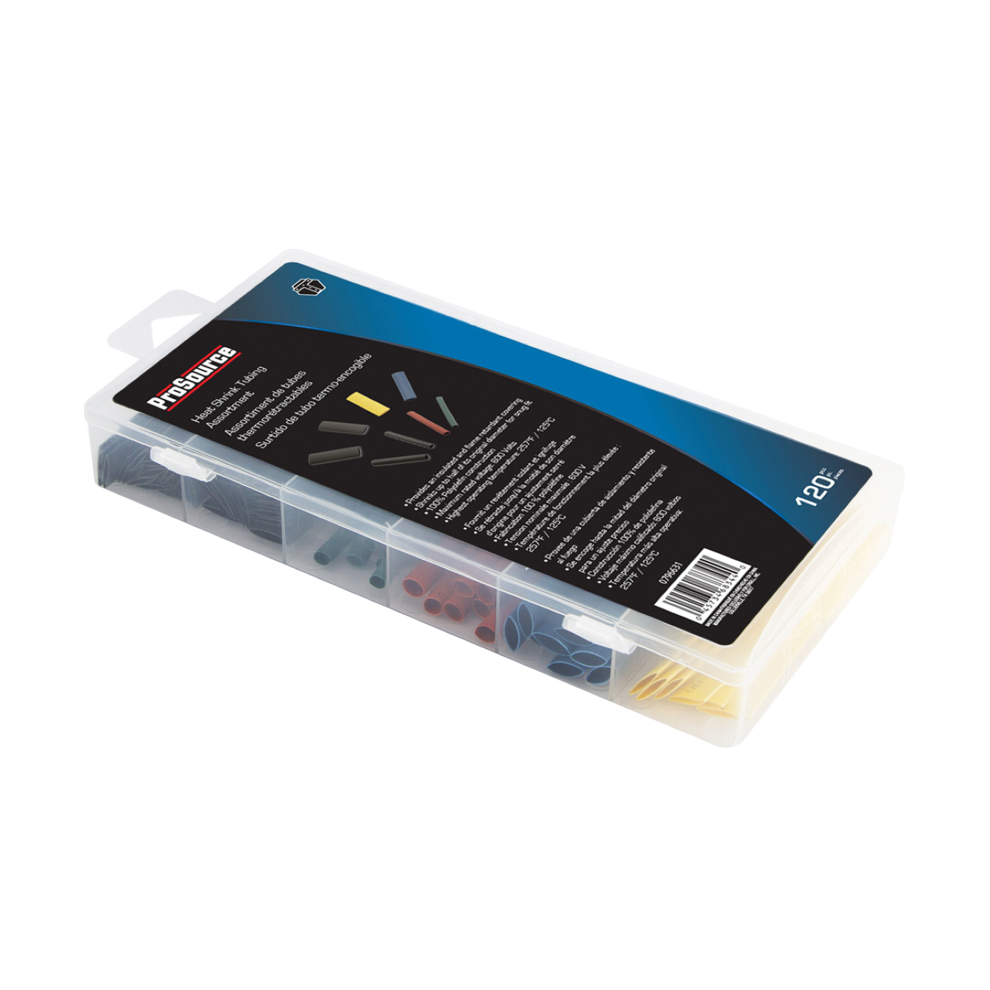 60240 Heat Shrink Tubing Assortment, 5/32, 3/16, 9/32, 5/16 in Dia, 1-3/4 in L, Polyolefin