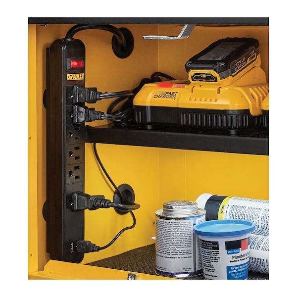 Power Strip, Dewalt, 6-1/2 ft L Cable, 6 -Socket, 2 -USB Port, Black - 4