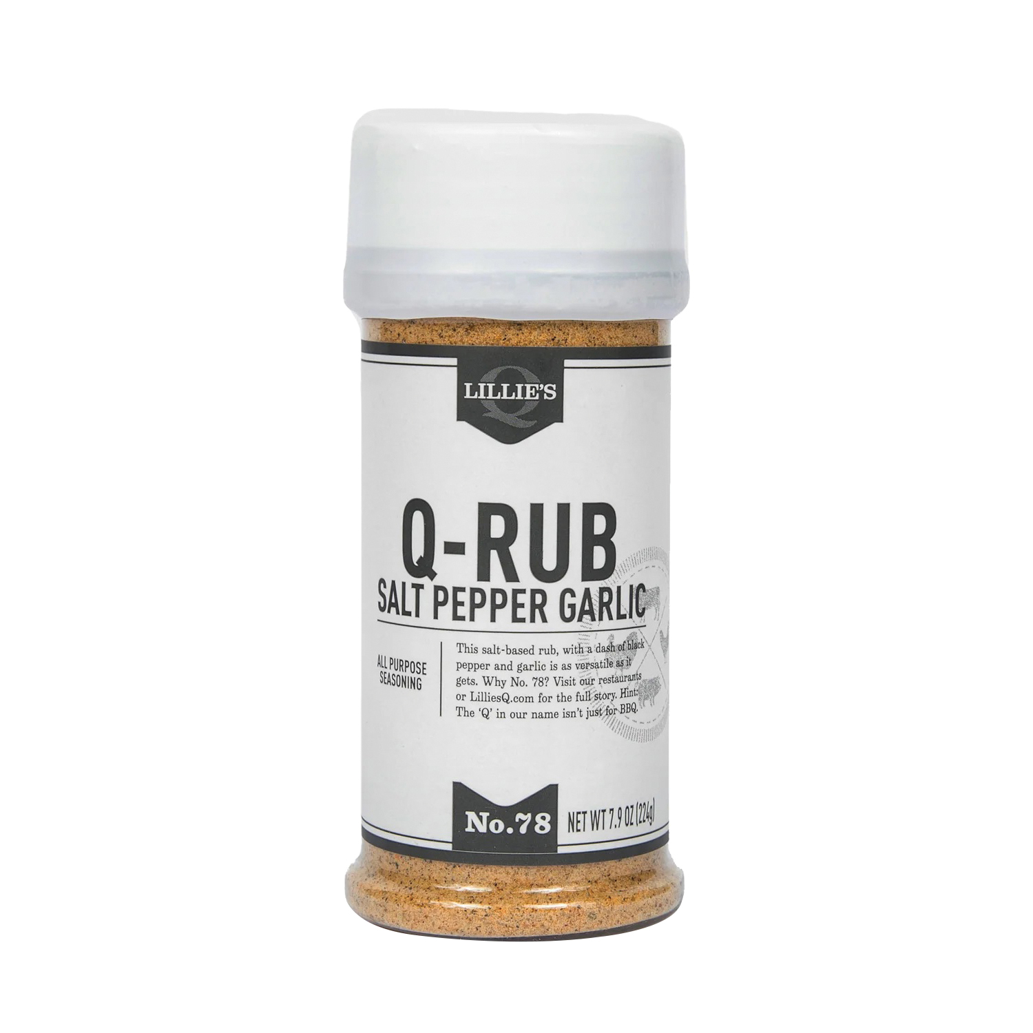 LQ00112-C Q-Rub, Garlic, Pepper, Salt, 7.9 oz Jar