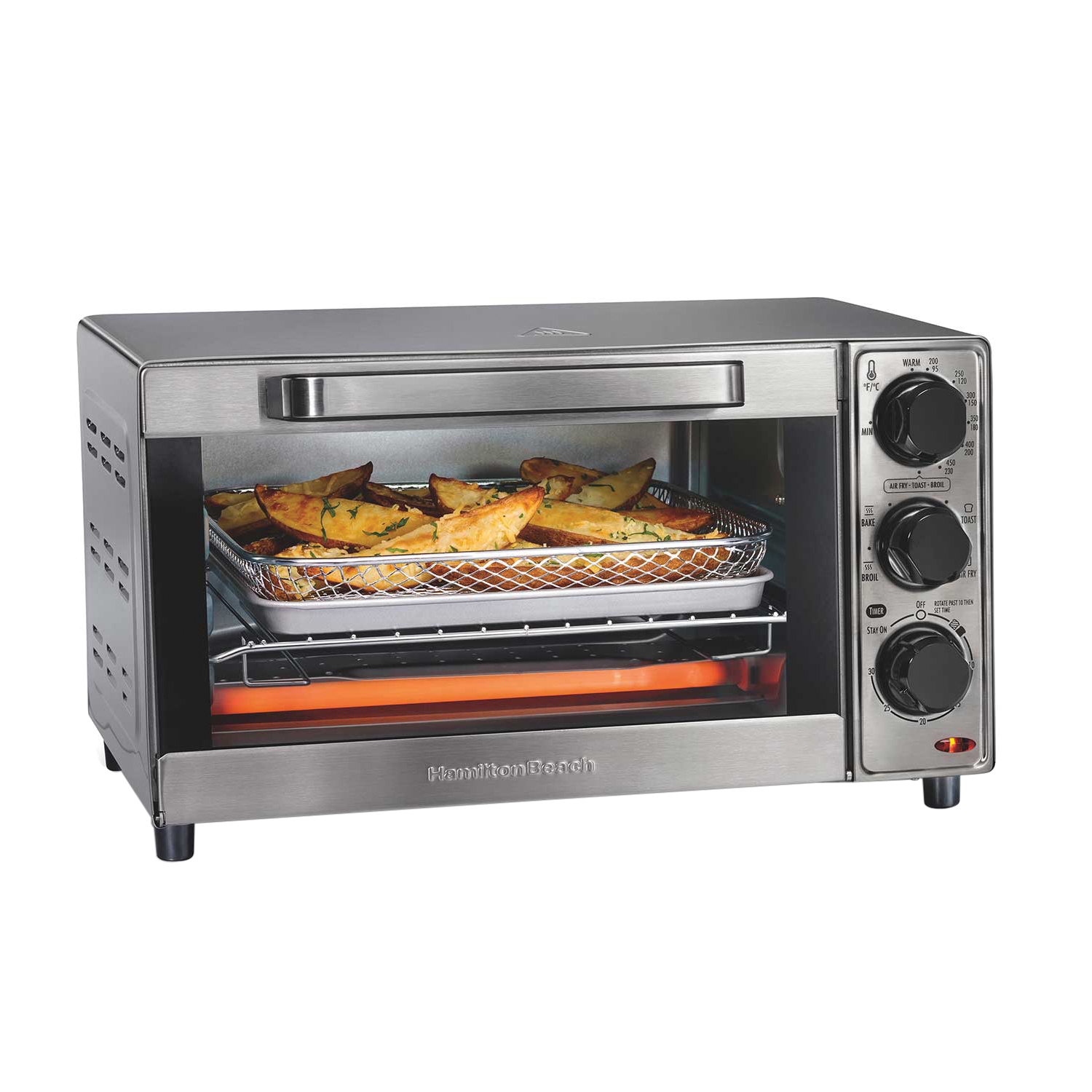 Sure-Crisp 31403 Air Fryer Toaster Oven, 1120 W, 4 -Slice, 0.4 cu-ft, Dial Control, Stainless Steel