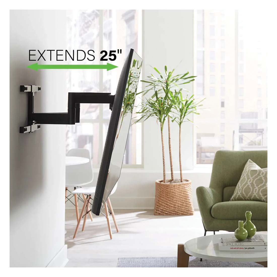 Sanus LLF225 Full-Motion TV Mount, Steel, Black, Wall Mounting, For: 42 to 90 in, Up to 120 lb TVs