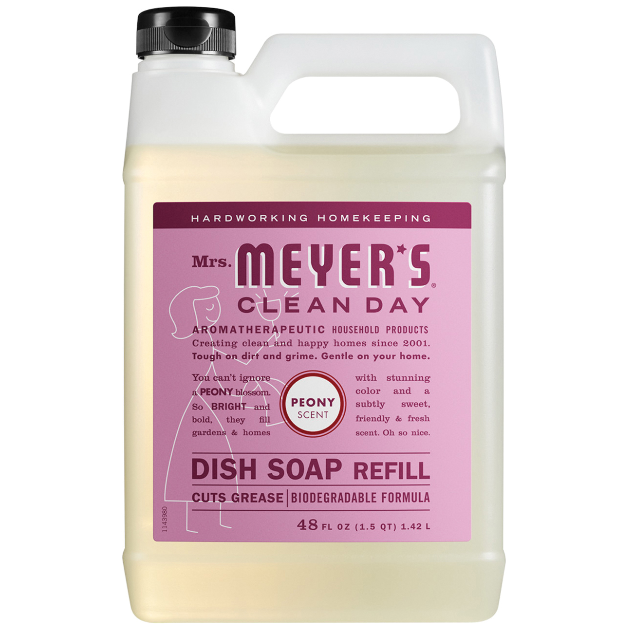 Clean Day 11408 Dish Soap, 48 fl-oz Bottle, Liquid, Peony, Colorless