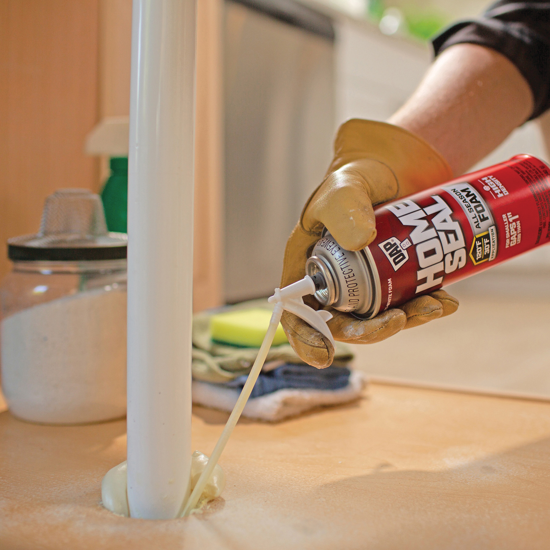 DAP Home Seal 7565000082 Foam Sealant, Off-White, 4 hr Functional Cure, 30 to 120 deg F, 12 oz Aerosol Can