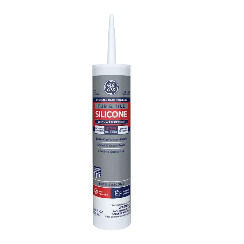 Silicone 1 2749485 Tub & Tile Sealant, Clear, 24 hr Curing, 10.1 fl-oz Cartridge