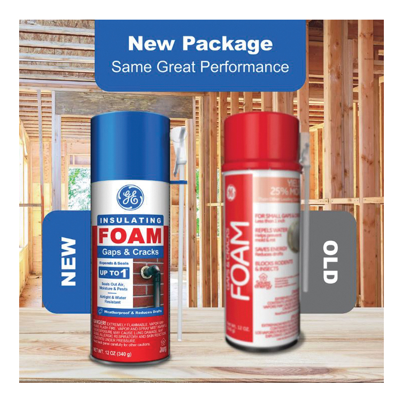 GE Gaps and Cracks 2844271 Insulating Foam, White, 7 to 10 min Functional Cure, 12 fl-oz Aerosol Can - 4