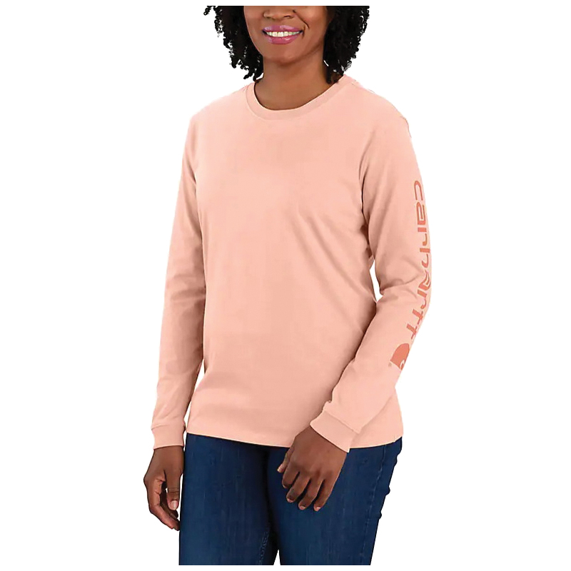 Rib Long Sleeve Tee in Peach