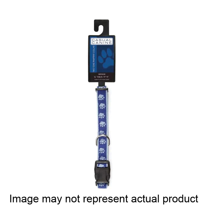 ZA8871 14 19 Dog Collar, 14 to 20 in L Collar, 5/8 in W Collar, S Breed Size, Nylon, Blue, Two Tone Paw Print