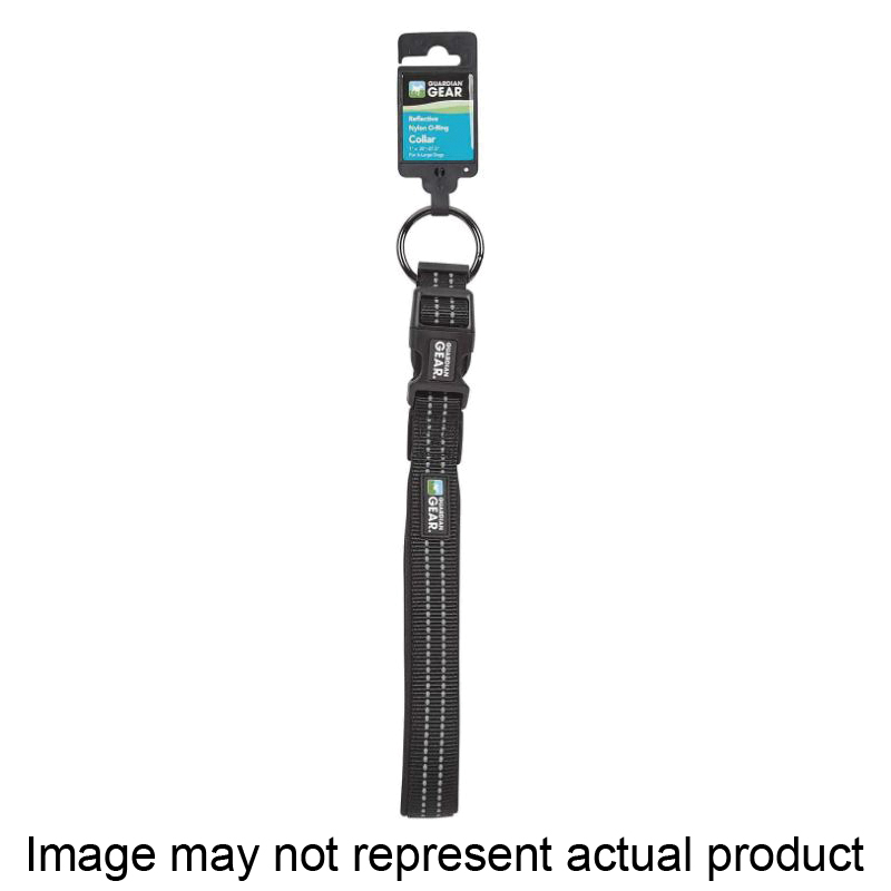 ZA0006 12 30 Dog Collar, O-Ring Link, 12 to 30 in L Collar, Nylon, Jet Black