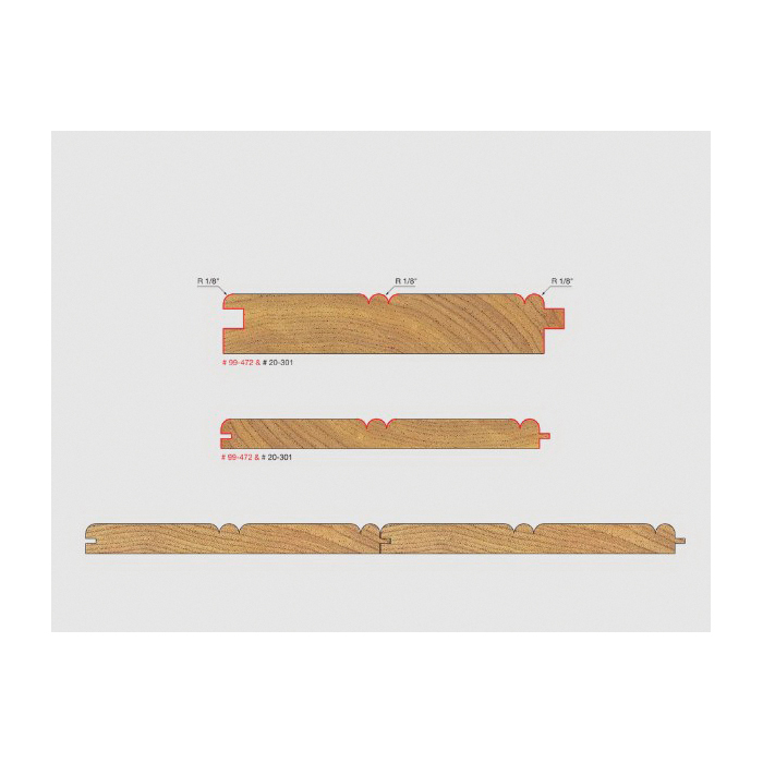 Beadboard Tongue and Groove Bit, Freud, 1-7/8 in Dia Cutter, 13/16 in L Cutting, 2-7/8 in OAL, 1/2 in Dia Shank - 2